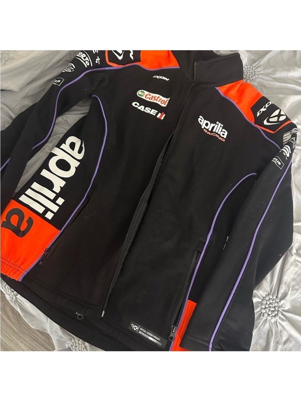 Black & Orange Racing Jacket - Women's Zip Front